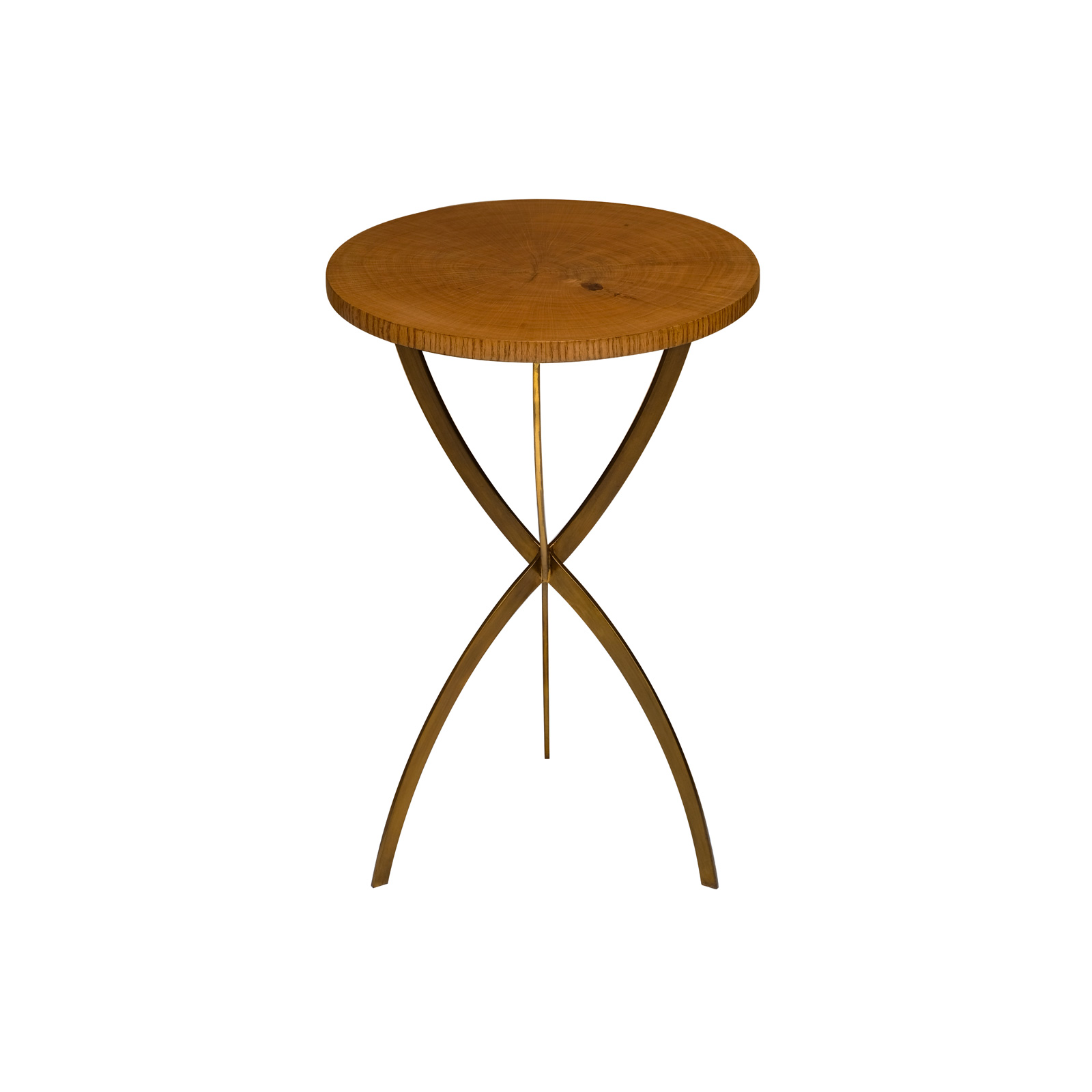 Shaped Wrought Iron Legs create a geometric design in the base of this spot table
