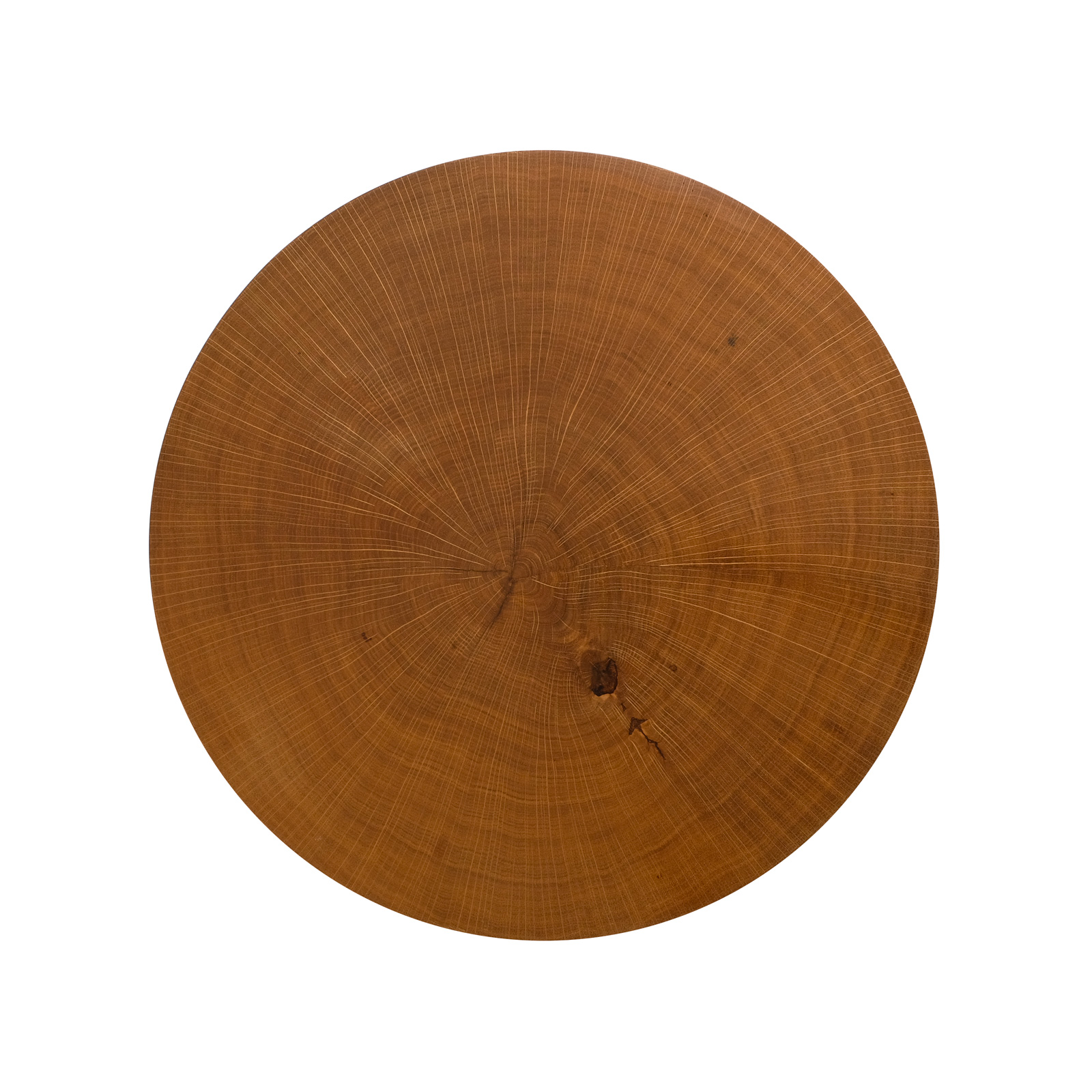 Genuine Cross-Cut Oak creates a decorative, eye-catching top for a simple, yet unique martini table.